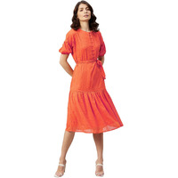 Rare Women's Georgette Fit And Flare Midi Dress (Ep31080_Orange_S)