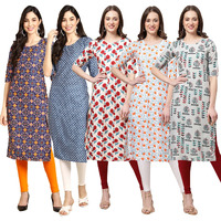 Pinkmint Women's Crepe Digital Print Straight Kurta (Pack Of 5) [S-369-367-342-334-340-Xxl]