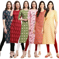 Pinkmint Women's Crepe Solid Regular Kurti (Ks01_Multicolor10