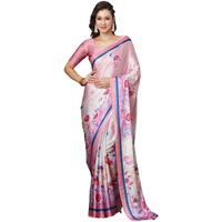 Satrani Women's Satin Floral Printed Saree With Unstitched Blouse Piece (4073S973N_Pastel Pink)