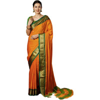Satrani Women's Banarasi Jacquard Kanjivaram Silk Saree With Unstitched Blouse Piece (3743S104N_Turmeric Yellow & Green)