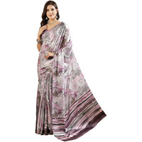 Stylum Women's Marble Print Satin Saree (Srmarblepurple_Purple)