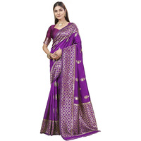 Shasmi Women's Banarasi Saree Pure Kanjivaram Silk Saree Soft New Ladies 2025 Design Wear Pattu Sarees Latest Party Sari Collections With Blouse Piece For Wedding Sadi (Pari-193 Purple)