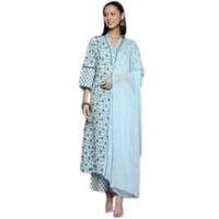 Varanga Women V Neck Collar Kurta Paired With Tonal Dupatta And Tonal Bottom.