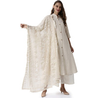Soch Women Beige Crepe Embroidedred Dupatta