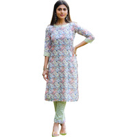 Sugathari Kurta Set For Women | Women Kurta | Women Kurta Sets Kurtis | Women Kurta Pant Set | Women Kurta Pant Set Women Kurti Set With Pant | Women Kurti Set With Pant Cotton (Kp 96 Grey Pista L)