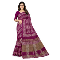 Tamaira Fashion Women's Batik Printed Pure Cotton Saree Without Blouse Piece(2456_Magenta)