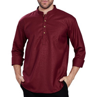 Divisive Men's Cotton Relaxed Fit Short Kurta (Dkrt848_Xxl_Maroon)