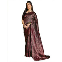 Satrani Women's Art Silk Jacquard Saree With Unstitched Blouse Piece (3392S268N_Black & Red)