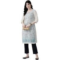 Aarika Womens Cream-Blue Color Cotton Kurti (Kurti-W-Nm-R-16039-Cream-Blue-44)