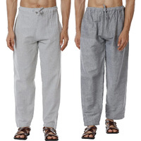 Digital Shopee Men's Eco-Friendly Cotton Pyjama Pack Of 2 | Grey + Melange Grey | 32-40Inches