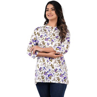 Jikonet Women's Printed Rayon Straight Short Kurti - 533, (Large, Ultrasonic Blue)