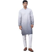 Jompers Grey Men's Ombre Printed Kurta Pyjama Set (Grey, L)