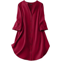 Gufrina Dresses For Women||Viscose Rayon Solid Button Front Shirt Dress For Women || Roll Tab Sleeve & Collared Neck Flared Dress ||Front Open Button|| Office || Short Dresses For Women.(Red Xxl)