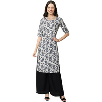 Pinkmint Women's Crepe Grey Color Floral Printed Straight Kurti[Nb-530357-M]
