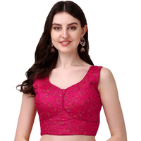 Pujia Mills Womens Sweetheart Neck Sleeveless Saree Blouse(Pihu Pink_38)