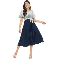 Kzully Women's Crepe A-Line Midi Dress (601-Mrb-Blue- Blue_Xl)