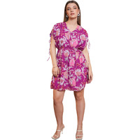 Purvaja Womens Fit & Flare Above Knee Length Dress (Floe-015_Purple_X-Large)