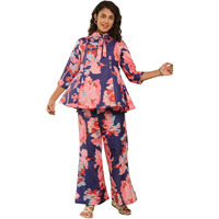 Leriya Fashion Rayon Printed Regular Stylish Ethnic Co Ord Designer Kurta Set For Women (Lf-W2146&Tr1113_Pink-01_Error:#Ref)