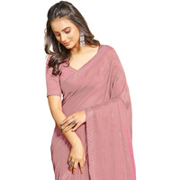 Satrani Women's Chiffon Dyed & Hot Fixing & Zari Saree With Unstitched Blouse Piece (3397S245N_Peach)