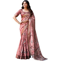 Satrani Women's Dola Silk Printed Weaving Border Saree With Unstitched Blouse Piece (4081S192N_Dusty Pink)