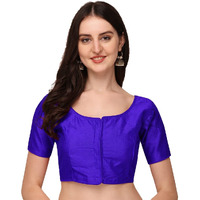 Pujia Mills Women's Silk Puff Sleeve Readymade Saree Blouse