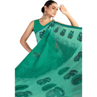 Tamaira Fashion Women's Hand Block Printed Pure Cotton Mulmul Saree Without Blouse Piece(Ab48_Seagreen)
