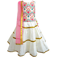 A.T.U.N. Girls Girl's Synthetic A Lehenga Choli (Glhg Got Rog_Ivory_5-6 Years)