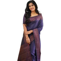 Flosive Women's Present Banarasi Soft Lichi Silk Saree Beautiful Jacquard Rich Pallu Design Work Zari Woven Kanjivaram Silk Style Saree With Soft Lichi Silk Blouse Piece Ayn (Blue)