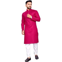 Gauri Laxmi Enterprise Men's Cotton Blend Zari Straight Lining Kurta-2 (Lng-K-Rani 34