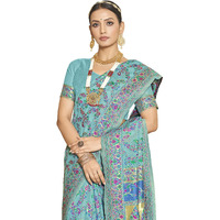 Glory Sarees Women's Kashmiri Cotton Woven Saree With Blouse Piece (Heritage_Silk111_Firozi)