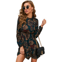 Greciilooks Western Dresses For Women | A-Line Knee-Length Dress | Midi Western Dress For Women| Short Dress (Large, Green)