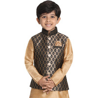 Jbn Creation Boys' Black And Gold Silk Blend Nehru Jacket_Vasbj025Bl_36