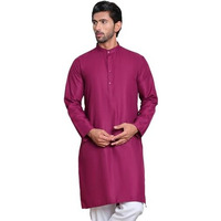 Jompers Pink Solid Cotton Kurta Set For Men (Pink, M)
