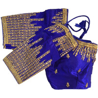 Pujia Mills Women's Silk Embroidery Blouse (Surya Kiran Blouse_Royal Blue_38)