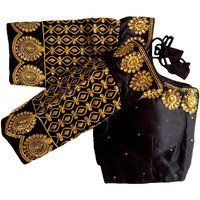 Pujia Mills Women's Silk Solid Half Sleeve Blouse (Bansi Chiku_Black_38)
