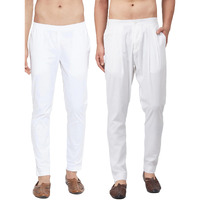 See Designs Men White Solid Pure Cotton Men's Pyjama (Pack Of 2)_Sdcbpj158M