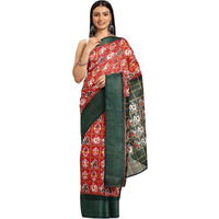 Shiv Textiles Poly Cotton Floral Geometric Saree For Women With Unstitched Blouse (St-9474-Red)