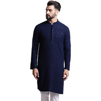 Sojanya (Since 1958 Men's Pure Cotton Navyblue Sequence Long Kurta