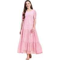 Toochki Dress For Women | Pink Georgette Floral Print Dress | Dresses For Women | Long Gown For Women | Ethnic Wear