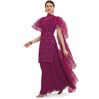 Fashion Basket Gerogette Embroidery & Sequence Purple Salwar Suit For Womens (Fb-Ss-F1435_Purple)