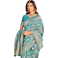 Glory Sarees Women's Sambalpuri Woven Jacquard Cotton Silk Saree With Blouse Piece (Sambalpurisarees103_Rama)