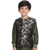 Jbn Creation Boys' Black And Zari Gold Silk Blend Nehru Jacket_Jbnbj031Bl_26