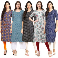 Pinkmint Women's Crepe Digital Print Straight Kurta (Pack Of 5) [S-369-351-362-340-366-Xxl]