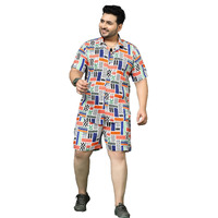 Rigo Printed Co-Ord Set For Men's | Casual Plus Size Shirt & Shorts Night Suit Set | Lounge-Wear Nightdress Pajama Set For Men's | Night Wear, Beach Wear, Vacation Wear Outfit