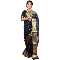 Sugathari Women's Banarasi Saree Pure Kanjivaram Silk Saree Soft New Ladies 2025 Design Wear Pattu Sarees Latest Sadi Party Sari Collections With Blouse Piece (San Pari-226-Black)
