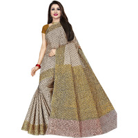Tamaira Fashion Plain Weave Women's Pure Cotton Saree Without Blouse Piece (2335-Beige)