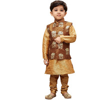 Jbn Creation Boys' Rose Gold Silk Blend Kurta, Ethnic Jacket And Pyjama Set_Vasbjco006Nbkrg001Nprg_24