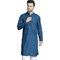 Jompers Chikankari Pure Cotton Kurtas (Peacock, Xl)