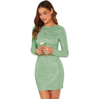 Kotty Women's Round Neck Crop Top With Skirts Co-Ord(Green,S)